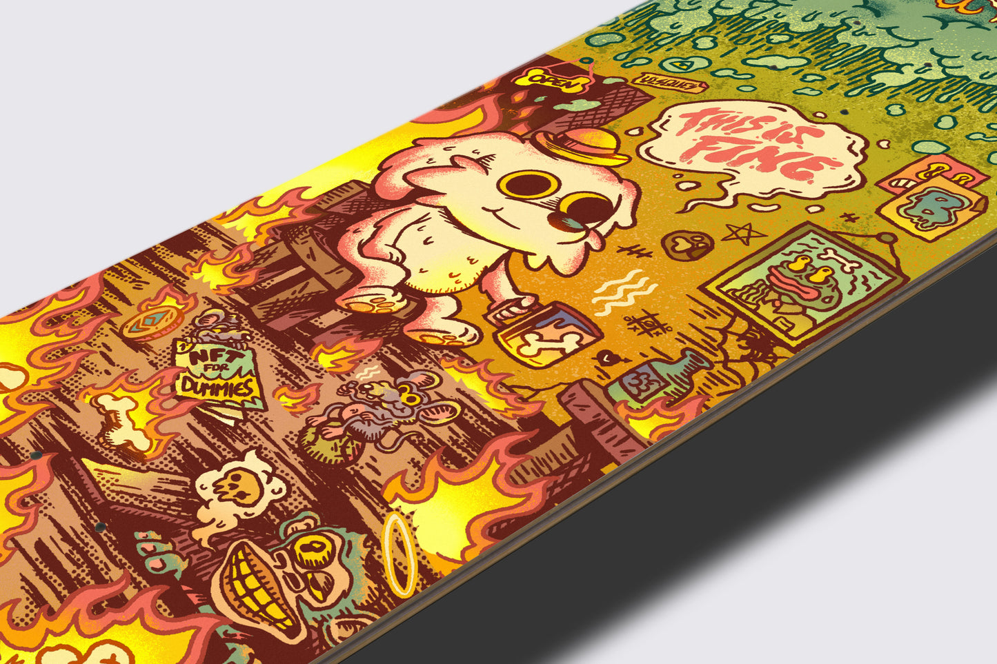 "This is Fine" Skate Deck